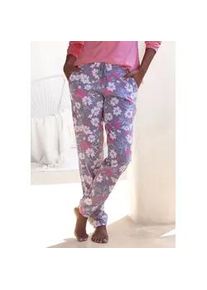 Pyjamahose Vivance DREAMS, Damen, Gr. 36/38, N-Gr, bunt (grau, rosa, gebl&uuml;mt), Single Jersey, Obermaterial: 100% Baumwolle, gebl&uuml;mt, Basic schmal lang, Hosen Pyjamahose, mit sch&ouml;nem Alloverdruck