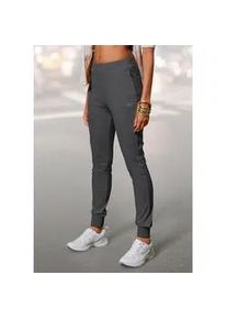 Loungepants French Connection, Damen, Gr. 48/50, N-Gr, grau (anthrazit meliert), Obermaterial: 70% Viskose, 25% Polyamid, 5% Elasthan, bestickt, unifarben, figurbetont lang, Hosen, schmale sportive Form, weich flie&szlig;end