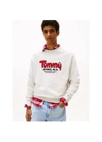 Tommy Hilfiger Sweatshirt TOMMY JEANS "BOUCLE", Herren, Gr. XL, lt grau htr, Sweatware, Obermaterial: 100% Baumwolle, unifarben, relaxed fit normal, Rundhals, eingesetzt B&uuml;ndchen, Sweatshirts Sweatshirt, Relaxed fit mit Rundhalsausschnitt