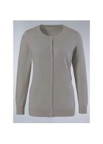 Strickjacke Classic Basics, Damen, Gr. 52, grau (steingrau), 100% Baumwolle, unifarben, figurumspielend, Strickjacken Strickjacke