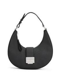 Tommy Hilfiger Schultertasche TOMMY JEANS "TJW CRUSH SHOULDER BAG", Damen, Gr. B/H/T: 25,5cm x 22,2cm x 6,5cm, schwarz, Lederimitat, Taschen Schultertasche, Damen Hobo, Umh&auml;ngetasche, Tragetasche mit Logo-Schmuckelement