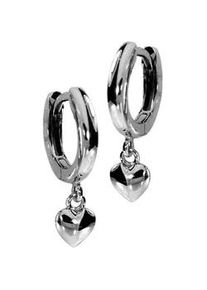 Paar Creolen OSTSEE-SCHMUCK "OSTSEE-SCHMUCK Creole kleines Herz Creole kleines Herz", wei&szlig;, Ohrringe, Damen, 19 x 5mm, Silber 925 (Sterlingsilber)