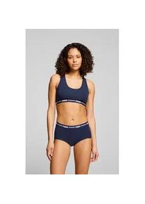 Sport-Bustier Puma "Puma WOMEN RACER BACK TOP 1P HANG", Damen, Gr. XL, N-Gr, blau (navy), Single Jersey, Obermaterial: 57% Baumwolle, 38% Modal, 5% Elasthan, eng, BHs, Racerback-R&uuml;cken, Logo-Unterbrustband, ohne B&uuml;gel, elastisch