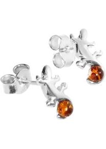 Paar Ohrstecker OSTSEE-SCHMUCK "OSTSEE-SCHMUCK Ohrstecker Echse Ohrstecker Echse", wei&szlig;, Ohrringe, Damen, 11 x 6mm, Silber 925 (Sterlingsilber)