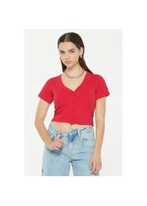 V-Shirt Harlem Soul, Damen, Gr. XL, blau (glory), Rippware, Material: 100% Baumwolle, unifarben, slim fit kurz, V-Ausschnitt, eingesetzt gerader Abschluss, Shirts, aus Baumwolle