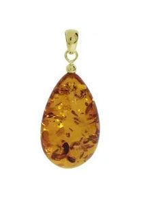 Kettenanh&auml;nger OSTSEE-SCHMUCK "OSTSEE-SCHMUCK Anh&auml;nger Tropfen ca. 34 mm lang - Gold 333/000", gelb, Schmuckanh&auml;nger, Damen, 44 x 20mm, Bernstein, 4,6 g, Kettenanh&auml;nger