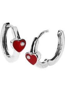 Paar Creolen OSTSEE-SCHMUCK "OSTSEE-SCHMUCK Creole kleines Herz Creole kleines Herz", wei&szlig;, Ohrringe, Damen, 14 x 5mm, Silber 925 (Sterlingsilber)