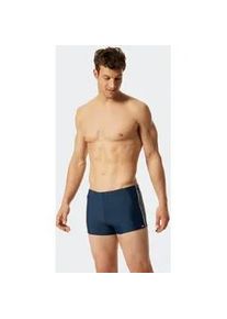 Badehose Schiesser "Nautical Casual", Herren, Gr. 6, N-Gr, blau (801, admiral), Baumwolle, Elasthan, unifarben mit Farbeinsatz, Badehosen Badehose, mit seitlichen Streifen