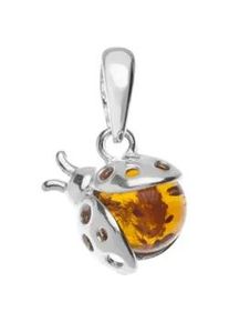 Kettenanh&auml;nger OSTSEE-SCHMUCK "OSTSEE-SCHMUCK Anh&auml;nger Marienk&auml;fer Anh&auml;nger Marienk&auml;fer", wei&szlig;, Schmuckanh&auml;nger, Damen, 19x12mm, Silber 925 (Sterlingsilber), 1,6 g, Kettenanh&auml;nger