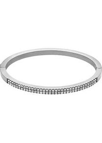 Armreif Fossil "Schmuck Geschenk Edelstahl ELLIS", silber (edelstahlfarben, kristallwei&szlig;, kristallwei&szlig;), Armb&auml;nder, Damen, Edelstahl, Armreif, mit Glasstein