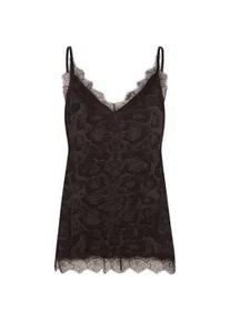 Spaghettitop rosemunde "Billie Strap Top", Damen, Gr. 34, braun, Obermaterial: 90% Polyester, 10% Elasthan, unifarben, normal h&uuml;ftlang, V-Ausschnitt, Tops, Vintage-Spitzenbesatz an Ausschnitt und Saum, feminin