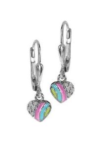 Paar Ohrh&auml;nger OSTSEE-SCHMUCK "OSTSEE-SCHMUCK Ohrh&auml;nger buntes Herz 6 mm", bunt, Ohrringe, Damen, 21 x 6mm, Silber 925 (Sterlingsilber)