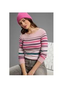 Langarmshirt Kangaroos, Damen, Gr. 44/46, ros&eacute;, Rippware, Obermaterial: 100% Baumwolle, gestreift, figurbetont h&uuml;ftbedeckend, Rundhals, Shirts Langarmshirt, k&ouml;rpernahe Passform, unifarben, sportlicher Look, aus Baumwolle