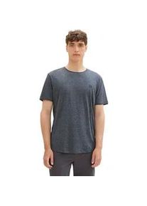 T-Shirt Tom Tailor DENIM, Damen, Gr. M, blau (sky captain blau), Jersey, Obermaterial: 50% Baumwolle, 50% Polyester, meliert, unifarben, regular fit taillenbedeckt, Rundhals, Shirts T-Shirt, in Melange-Optik