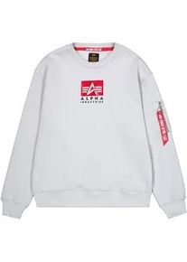 Sweater Alpha Industries "Satin Logo Sweatshirt", Herren, Gr. XXL, grau (pastel grau), Obermaterial: 80% Baumwolle, 20% Polyester, regular fit, Sweatshirts Sweater