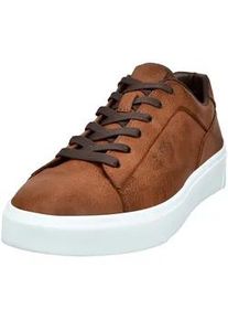 Sneaker Bugatti, Herren, Gr. 45, braun (cognac), Lederimitat, Schuhe Sneaker, Halbschuh, Schn&uuml;rschuh, Freizeitschuh in cleaner Optik