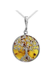 Kette mit Anh&auml;nger OSTSEE-SCHMUCK "OSTSEE-SCHMUCK Kette mit Anh&auml;nger Lebensbaum 21 mm" Gr. 60, silber, Halsketten, Damen, 60cm, Silber 925 (Sterlingsilber), L: 42