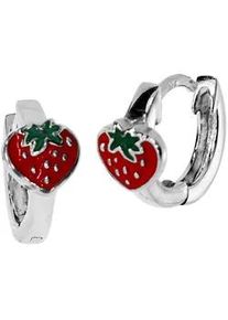 Paar Creolen OSTSEE-SCHMUCK "OSTSEE-SCHMUCK Creole Erdbeere Creole Erdbeere", wei&szlig;, Ohrringe, Damen, 13 x 6mm, Silber 925 (Sterlingsilber)