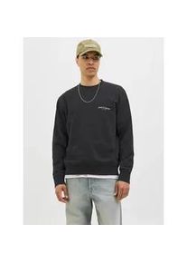 Jack & Jones Sweatshirt JACK & JONES "JJEDOVER PRINT SWEAT CREW NECK", Herren, Gr. XS, schwarz, angeraute Sweatware, Obermaterial: 80% Baumwolle, 20% Polyester, unifarben, relaxed fit h&uuml;ftlang, Rundhals, Rippb&uuml;ndchen, Sweatshirts Sweatshirt
