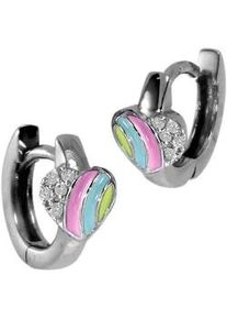 Paar Creolen OSTSEE-SCHMUCK "OSTSEE-SCHMUCK Creole buntes Herz 6 mm Creole buntes Herz 6 mm", bunt, Ohrringe, Damen, 11 x 6mm, Silber 925 (Sterlingsilber)