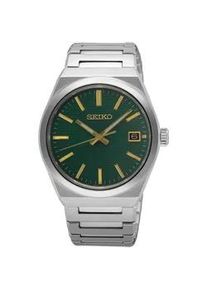 Quarzuhr Seiko, silber (silberfarben, gr&uuml;n), Armbanduhren, Herren, Quarzuhr, Armbanduhr, Herrenuhr, Edelstahlarmband, analog, Datum