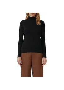 Rollkragenshirt s.Oliver, Damen, Gr. 42, schwarz, Rippware, Obermaterial: 100% Baumwolle, normal, Rundhals, abgesteppte Kante, Shirts, im Slim Fit, Langarm