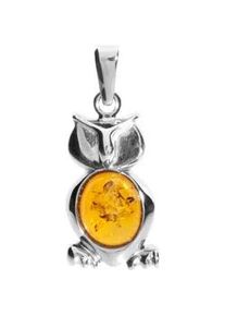 Kettenanh&auml;nger OSTSEE-SCHMUCK "OSTSEE-SCHMUCK Anh&auml;nger Eule Anh&auml;nger Eule", wei&szlig;, Schmuckanh&auml;nger, Damen, 28 x 12mm, Silber 925 (Sterlingsilber), 2,5 g, Kettenanh&auml;nger