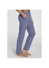 Pyjamahose Vivance DREAMS, Damen, Gr. 32/34, N-Gr, blau (blau, rosa, gestreift), Single Jersey, Obermaterial: 50% Baumwolle, 50% Viskose, gestreift, gerade lang, Hosen Pyjamahose, mit Sch&ouml;nem Allover-Muster