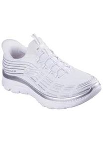Slip-On Sneaker Skechers "SUMMITS PLUS-SOFT LUSTER", Damen, Gr. 41, silber (wei&szlig;, silberfarben), Textil, Schuhe, Freizeitschuh, Schlupfschuh in veganer Verarbeitung