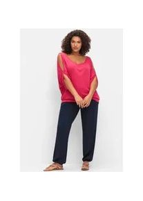 Schlupfhose sheego, Damen, Gr. 46, Normalgr&ouml;&szlig;en, blau (marine), 95% Viskose, 5% Elasthan, unifarben, Hosen Schlupfhose