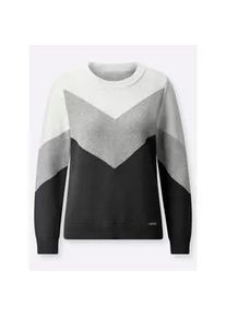 Strickpullover Casual Looks "Pullover", Damen, Gr. 36, grau (schwarz, hellgrau, meliert), 100% Baumwolle, gemustert, mehrfarbig, Pullover Strickpullover