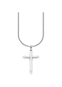 Kette mit Anh&auml;nger Bruno Banani "Schmuck Geschenk Halsschmuck Halskette mit Anh&auml;nger gro&szlig;es Kreuz", silber (edelstahlfarben), Halsketten, Damen, Edelstahl, L: 70 B: 3,4mm, B:3,4mm