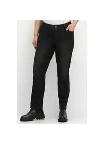 Stretch-Jeans sheego, Damen, Gr. 52, Normalgr&ouml;&szlig;en, schwarz (schwarz denim), 99% Baumwolle, 1% Elasthan, unifarben, lang, Jeans
