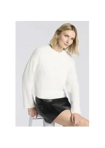 HUGO BOSS Strickpullover HUGO BLUE "Sfurryna", Damen, Gr. M, wei&szlig; (open wei&szlig; 110), Strick, Obermaterial: 100% Polyamid, unifarben, normal, Rundhals, Rippb&uuml;ndchen, Pullover Strickpullover, Oversize, Crew Neck