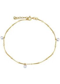Fu&szlig;kette Vivance "925/- Sterling Silber vergoldet Zirkonia", gelb, Fu&szlig;ketten, Damen, 23+2cm, Silber 925 (Sterlingsilber), gl&auml;nzend