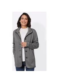 Fleecejacke Casual Looks, Damen, Gr. 42, grau (grau, meliert), 100% Polyester, Paspelierung:100% Polyester, meliert, Jacken Fleecejacke