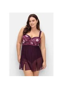 Tankini sheego BY JOE BROWNS, Damen, Gr. 54, Cup D, lila (beere, gemustert), Elasthan, Polyamid, Bikini-Sets Tankini