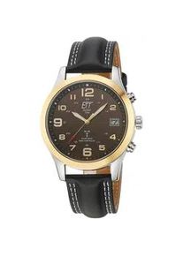 Funkuhr ETT "Gobi", schwarz (schwarz, schwarz), Armbanduhren, Herren, Funkuhr, Armbanduhr, Herrenuhr, Datum, Solar, Lederarmband