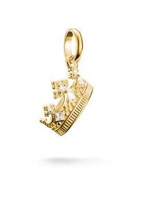 Charm-Einh&auml;nger Thomas Sabo "Charm Krone mit Zirkonia - Connect", gold (gelbgoldfarben, kristallwei&szlig;, kristallwei&szlig;), Charms, Damen, Silber 925 (recycelt), mit Zirkonia (synth.)