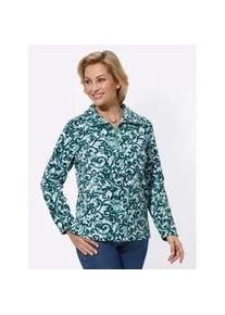 Fleeceshirt Classic Basics "Fleece-Shirt", Damen, Gr. 48, gr&uuml;n (salbei, petrol, bedruckt), 100% Polyester, gemustert, mehrfarbig, Shirts