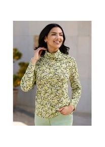 Stehkragenshirt Classic Basics "Stehkragen-Shirt", Damen, Gr. 56, bunt (lindgr&uuml;n, zitrone, bedruckt), 100% Baumwolle, bedruckt, gemustert, mehrfarbig, Shirts Stehkragenshirt