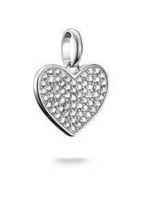Charm Herz Thomas Sabo "Charm Herz Pav&eacute; - Connect", silber (silberfarben, kristallwei&szlig;, kristallwei&szlig;), Charms, Damen, Silber 925 (recycelt), mit Zirkonia (synth.)