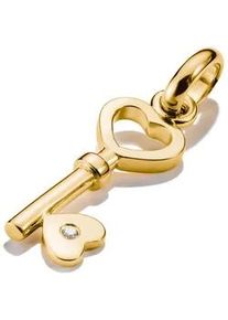 Charm Schl&uuml;ssel Thomas Sabo "Charm Liebesschl&uuml;ssel vergoldet - Connect", gold (gelbgoldfarben, kristallwei&szlig;, kristallwei&szlig;), Charms, Damen, Silber 925 (recycelt), mit Zirkonia (synth.)