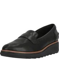 Slipper Clarks "Sharon Gracie", Damen, Gr. 39, schwarz, Leder, Schuhe Slipper, mit extra Sto&szlig;d&auml;mpfung f&uuml;r ultimativen Komfort