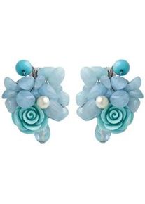 Paar Ohrclips "Blossom Beat", Damen, Gr. Glas, blau, Collezione Alessandro, Ohrringe