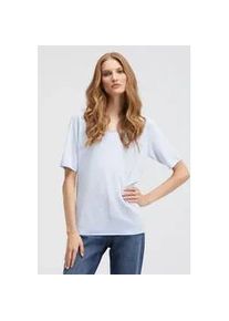 Smith & Soul Kurzarmpullover SMITH & SOUL, Damen, Gr. L, blau (jeans blau), Feinstrick, Material: 50% Baumwolle, 50% Polyester, unifarben, slim fit normal, Rundhals, eingesetzt gerader Abschluss, Pullover, aus Feinstrick