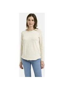 Smith & Soul Rundhalsshirt SMITH & SOUL, Damen, Gr. M, beige (sand), Single Jersey, Material: 100% Baumwolle, gestreift, slim fit normal, Rundhals, Raglan&auml;rmel offene Kante, Shirts Rundhalsshirt, mit offenen Kanten