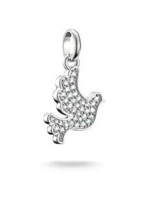 Charm-Einh&auml;nger Thomas Sabo "Charm Friedenstaube - Connect", silber (silberfarben, kristallwei&szlig;, kristallwei&szlig;), Charms, Damen, Silber 925 (recycelt), mit Zirkonia (synth.)