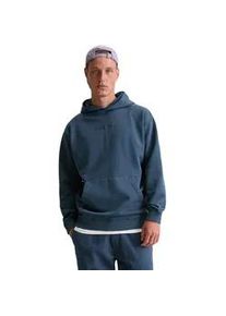 Marc O'Polo Hoodie MARC O'POLO DENIM, Herren, Gr. XL, blau (azurite), Sweatware, Obermaterial: 100% Baumwolle, relaxed fit, Rippb&uuml;ndchen, Sweatshirts Hoodie, relaxed fit, gro&szlig;e R&uuml;ckenstickerei