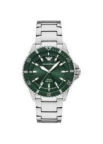 Solaruhr Emporio Armani "WORLD EXPLORER", gr&uuml;n (edelstahlfarben, dunkelgr&uuml;n), Armbanduhren, Herren, Armbanduhr, Herrenuhr, Edelstahlarmband, analog, Tag